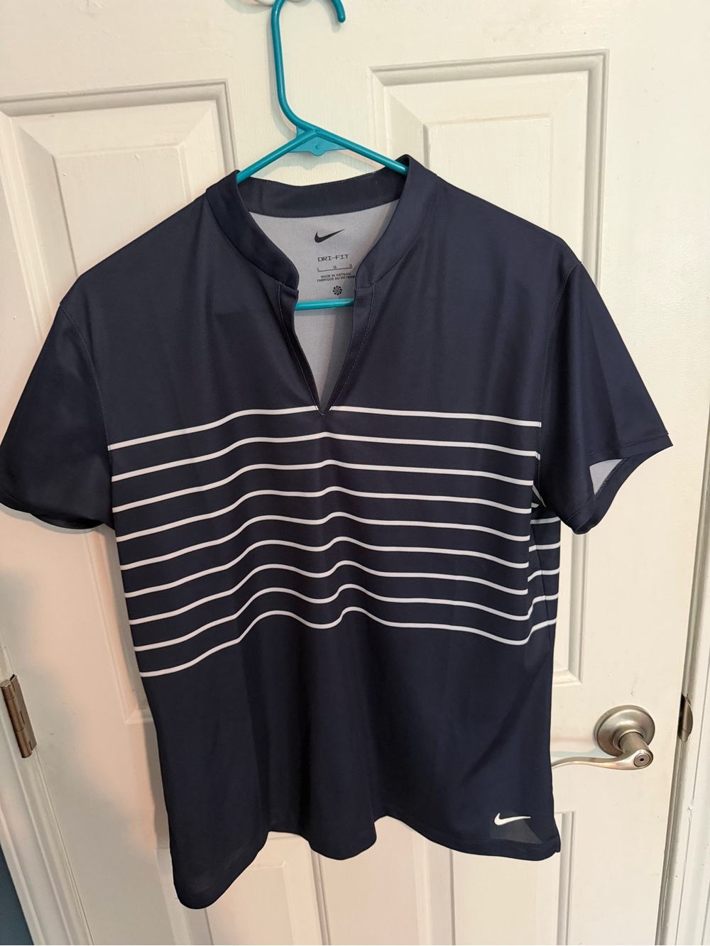 Nike Women’s Navy Striped Dri-FIT Golf Polo